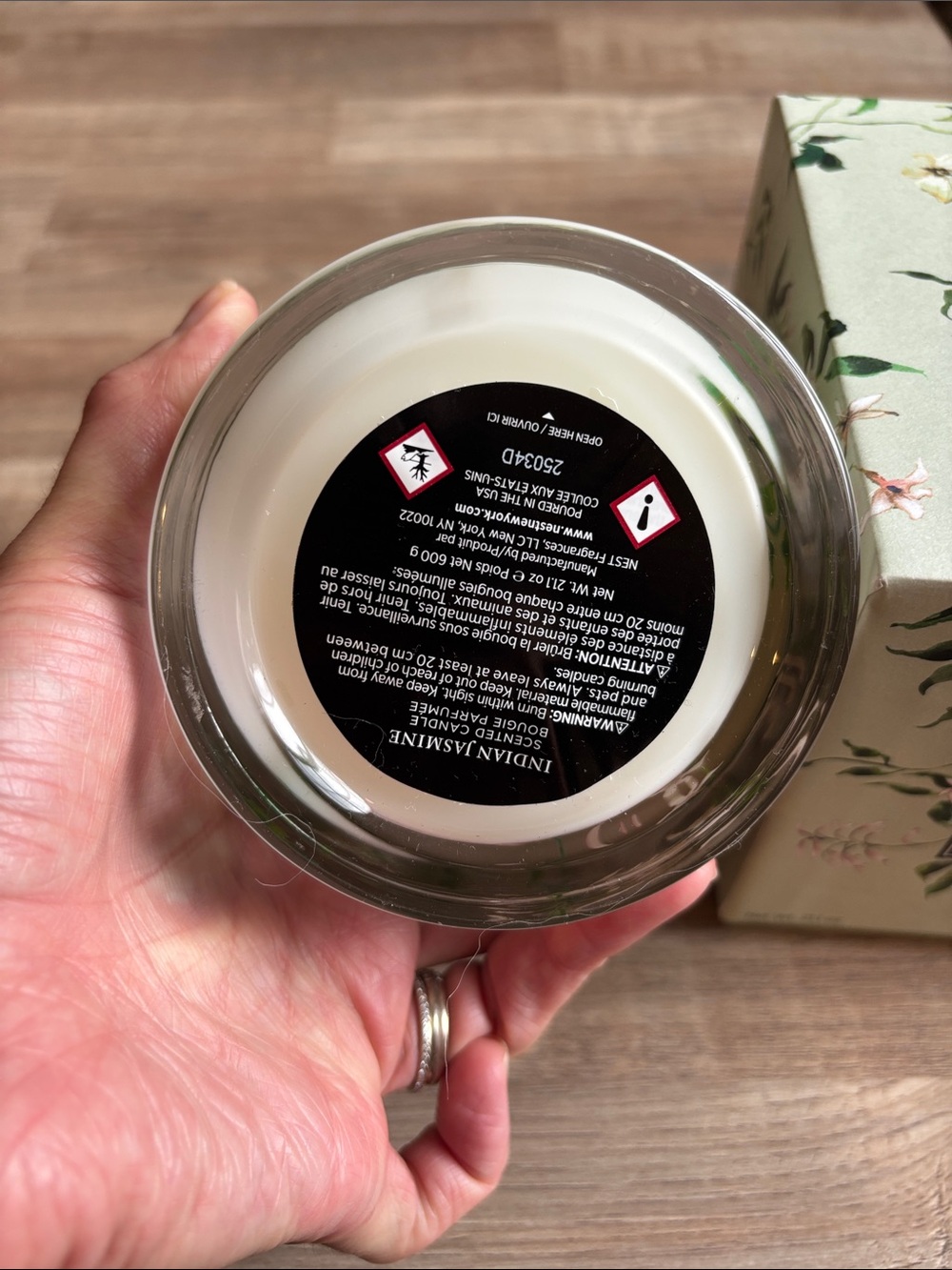 Nest Indian Jasmine Scented Candle - Cream & Green 21.1 oz Used - Picture 3 of 7